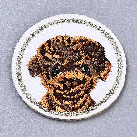 Round with Dog Appliques DIY-S041-016-1