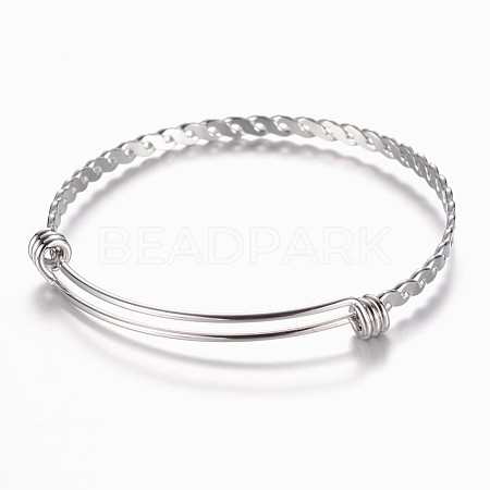 Adjustable 304 Stainless Steel Expandable Bangle Making BJEW-G482-03P-1