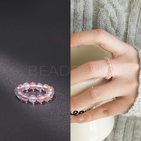 Synthetic Cherry Quartz Glass Stretchy Finger Rings FS-WG01730-23-1