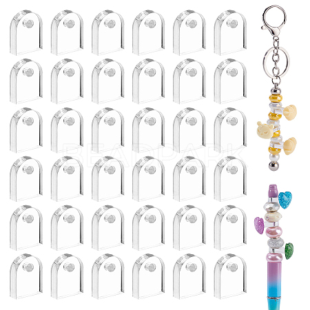 100Pcs Transparent Acrylic DIY Semicircle Shape Charms for Pen OACR-GA0001-29-1
