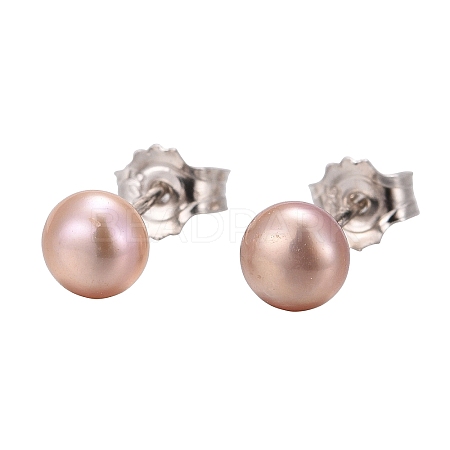 Valentine Presents for Her 925 Sterling Silver Ball Stud Earrings EJEW-D029-4.5mm-1-1