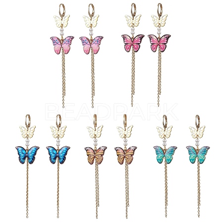 Alloy Butterfly Dangle Leverback Earrings EJEW-JE05642-1