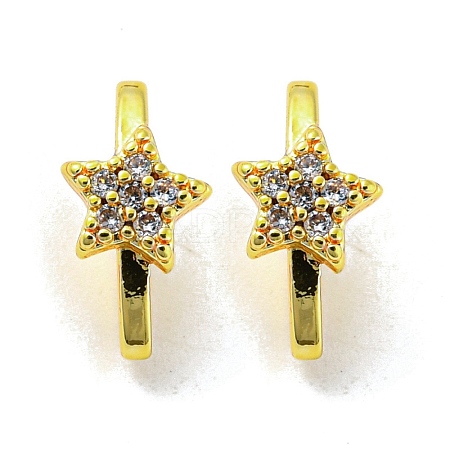 Rack Plating Brass Micro Pave Clear Cubic Zirconia Connector Charms KK-F864-04G-1