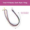 Kissitty 16 Bags 16 Style Metallic/Polyester/Organza/Yarn Cords Cords Hair Braiding String OHAR-KS0001-01-3