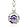 Silver Color Plated Brass Hollow Round Cage Pendants KK-J226-04S-2