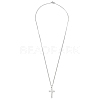 Brass Micro Pave Clear Zirconia Cross Pendant Necklaces NJEW-M211-05C-P-5