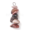 Gradient Color Natural Rose Quartz & Natural Rhodonite & Natural Pink Opal Chip Beaded Pendants PALLOY-JF02791-04-3