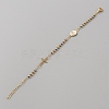 304 Stainless Steel Jesus & Cross Link Bracelet with 201 Stainless Steel Beaded Chains BJEW-WH0012-20D-1