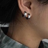 Roman Number Pattern 304 Stainless Steel Hoop Earrings FS-WGFD118-03-2