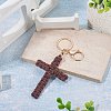 Cotton Cord Cross Keychains AJEW-TAC0031-03B-5