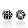 Rack Plating Brass Cubic Zirconia Beads X-ZIRC-S001-8mm-B03-3
