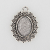Tibetan Style Alloy Pendant Cabochon Settings TIBEP-N003-29AS-1