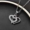 304 Stainless Steel Crystal Rhinestone Heart Pendant Cable Chain Necklaces for Women LS-NJEW-Z056-01B-P-2