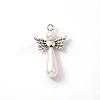 Acrylic Imitation Pearl with Alloy Pendants PALLOY-YW00001-2