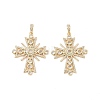 Cross Brass Micro Pave Clear Cubic Zirconia Pendants KK-G435-25G-2