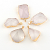 Golden Plated Faceted Natural Rose Quartz Pendants with Iron Clasps G-R275-262-1