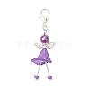 5Pcs Flower Angel Glass Seed & Acrylic Pendant Decorations HJEW-JM03563-01-4