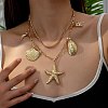 Alloy Pendant Double Layer Chain Necklaces for Women NJEW-G147-01G-1