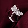 Dragonfly Brass Cubic Zirconia Finger Rings For Women RJEW-BB12019-8-4