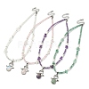 Natural & Synthetic Mixed Gemstone Angel Pendant Necklace with Shell Pearl Beaded Chains NJEW-JN04373-1