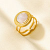 304 Stainless Steel with Natural Shell Cuff Open Rings for Women CR7720-3-1