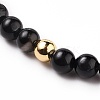 Natural Black Lip Shell Stretch Beaded Bracelets BJEW-JB05730-01-2