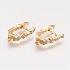 Real 18K Gold Plated Brass Micro Pave Cubic Zirconia Hoop Earring Findings with Latch Back Closure ZIRC-F052-02G-1