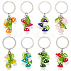 Resin Mushroom & Plastic Leaf Pendant Keychain KEYC-AB00040-1