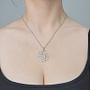 201 Stainless Steel Hollow Flower Pendant Necklace NJEW-OY002-20-2