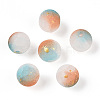 Frosted Baking Paint Crackle Glass Beads with Glitter Powder DGLA-T004-6mm-01C-1