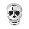 TINYSAND 925 Sterling Silver Shimmering Cubic Zirconia  Skull European Beads TS-C-065-1
