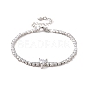 Clear Cubic Zirconia Tennis Bracelet with Heart BJEW-E015-03P-1