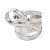 Brass Bowknot Wide Open Cuff Rings for Women RJEW-B062-04P-2