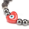 3Pcs 3 Color Natural Lava Rock & Synthetic Hematite Stretch Bracelets Set BJEW-JB08323-5