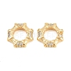 Octagon Brass Micro Pave Clear Cubic Zirconia European Beads KK-B186-15G-1
