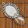 DIY Tibetan Style Pendant Cabochon Settings and Oval Transparent Clear Glass Cabochons TIBEP-MSMC021-38AS-NR-4