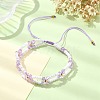 Woven Glass Flower Adjustable Braided Bead Bracelets for Women BJEW-MZ00100-02-2