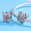Hollow 925 Sterling Silver Cubic Zirconia European Style Beads STER-FF0006-15AS-3