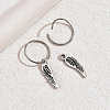 Vintage Brass Feather Hoop Earrings KF3799-4