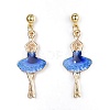 Real 14K Gold Plated Alloy Dangle Earrings EJEW-G148-09G-02-1