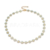 Enamel Daisy Link Chain Necklace NJEW-P220-01G-06-1