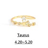 Twelve Constellation Brass Micro Pave Clear Cubic Zirconia Cuff Rings FS-WG8E359-05-1