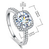 Rhodium Plated 925 Sterling Silver Pave 9.4x5.6mm Moissanite Finger Rings for Women WGE3211-18-2