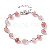 Rondelle Cherry Quartz Glass Links Bracelets & Necklaces Sets SJEW-JS01295-01-4