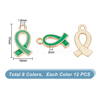 96Pcs 8 Colors Alloy Enamel Pendants ENAM-HY0003-04-1