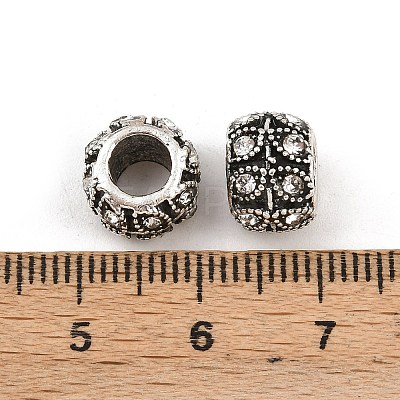 Antique Silver Plated Alloy Rhinestone Large Hole European Beads MPDL-R041-02A-1