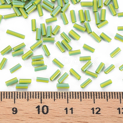 Opaque Colours Two Tone Seed Glass Bugle Beads SEED-T006-02A-02-1