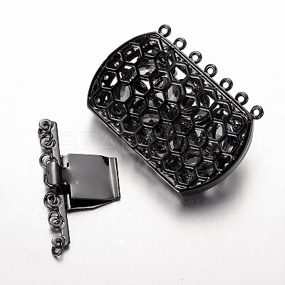 Brass Cubic Zirconia Box Clasps ZIRC-O020-08B-NR-1