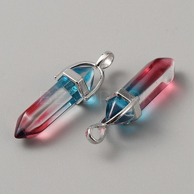 Glass Double Terminal Pointed Pendants G-WH0016-41A-1