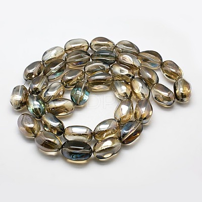 Full Rainbow Plated Crystal Glass Oval Beads Strands X-EGLA-F026-A03-1
